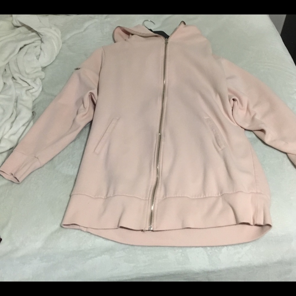 Very long soft pink jacket it’s form forever 21